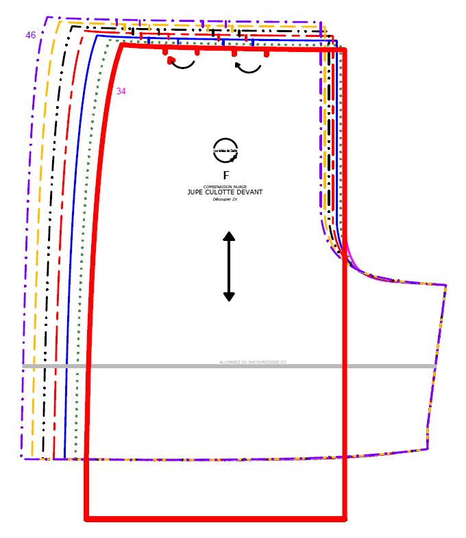 Découpe de la jupe culotte devant