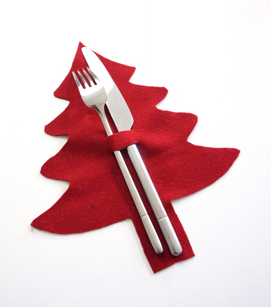 24 Housses à Couverts En Feutre Sapin De Noël - Rouge Et Vert, Protection Anti-Rayures