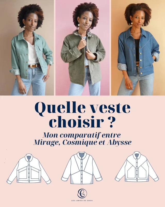 Vous ne savez pas quel patron de veste choisir ? Voici mon comparatif entre Mirage, Cosmique et Abysse.

Et si vous voulez allez plus loin, retrouvez un quiz en 10 questions qui vous aidera à faire votre choix 😉 (lien dans ma bio)

🇬🇧 Not sure which jacket pattern to choose? Here’s my comparison between Mirage, Cosmique and Abysse.

And if you want to go further, there’s a 10-question quiz to help you make your choice 😉 (link in my bio)

#lldcabysse #lldcmirage #lldccosmique #leslubiesdecadia #faitparmesdixdoigts #couturetherapie #coutureaddict #jecouds #patrondecouture #coudre #instacouture #passioncouture