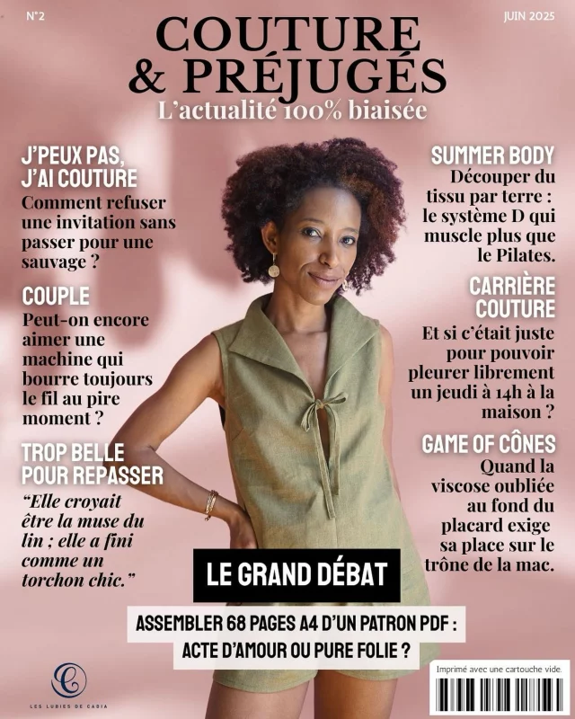 Le numéro 2 de Couture & Préjugés est en ligne ✨
60 pages de couture, de lin, de PDF et de mauvaise foi.
Il est plus sérieux que le numéro 1, mais pas moins tordu 😏
👉🏽 Dispo en PDF sur ma boutique !

#coutureetpréjugés #coutureaddicts #humourcouture #patronpdf #leslubiesdecadia #jefaismesvetements #passiondiy #vivelacouture